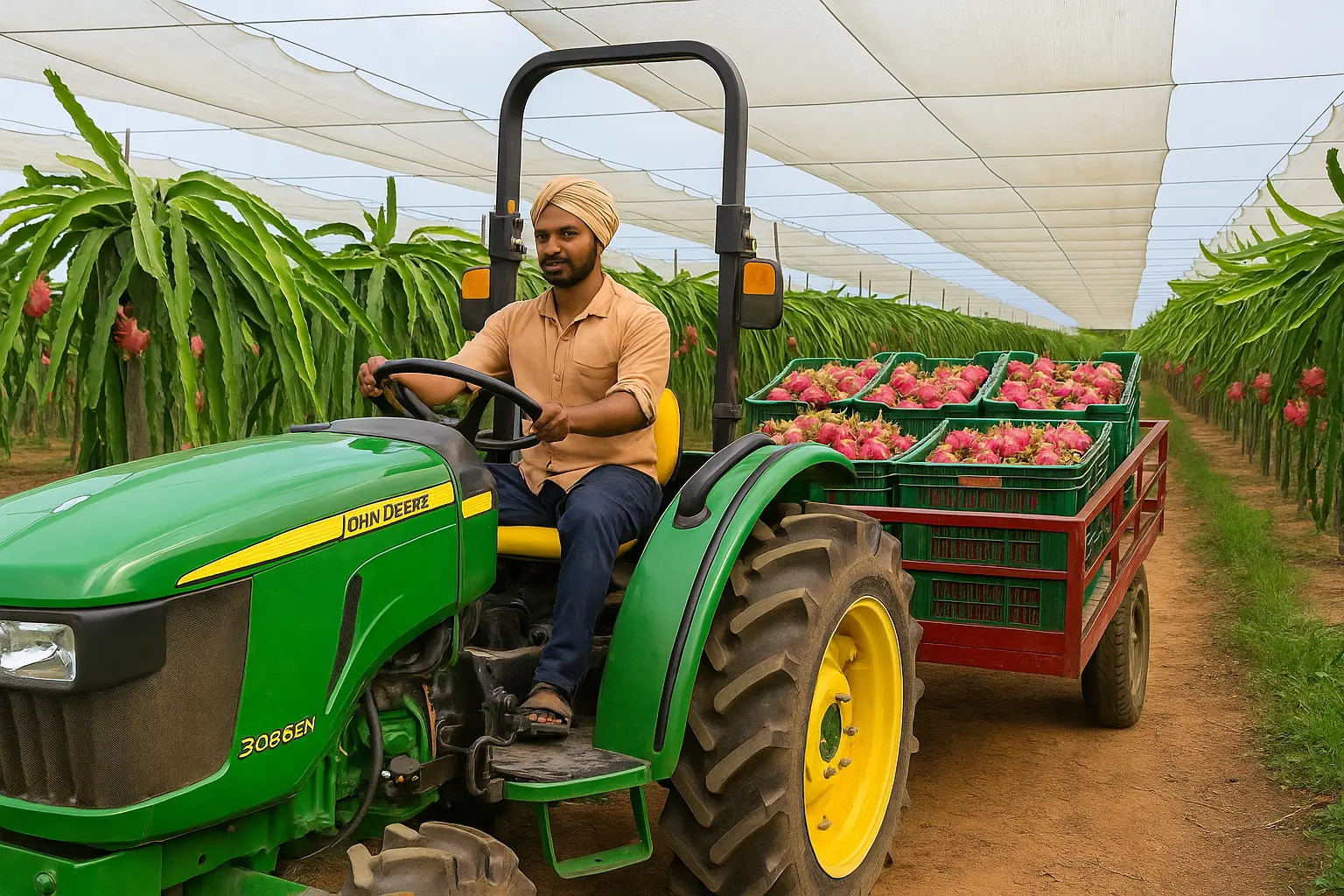 Dragon fruit harvest and moving at Kurela Agro Farms