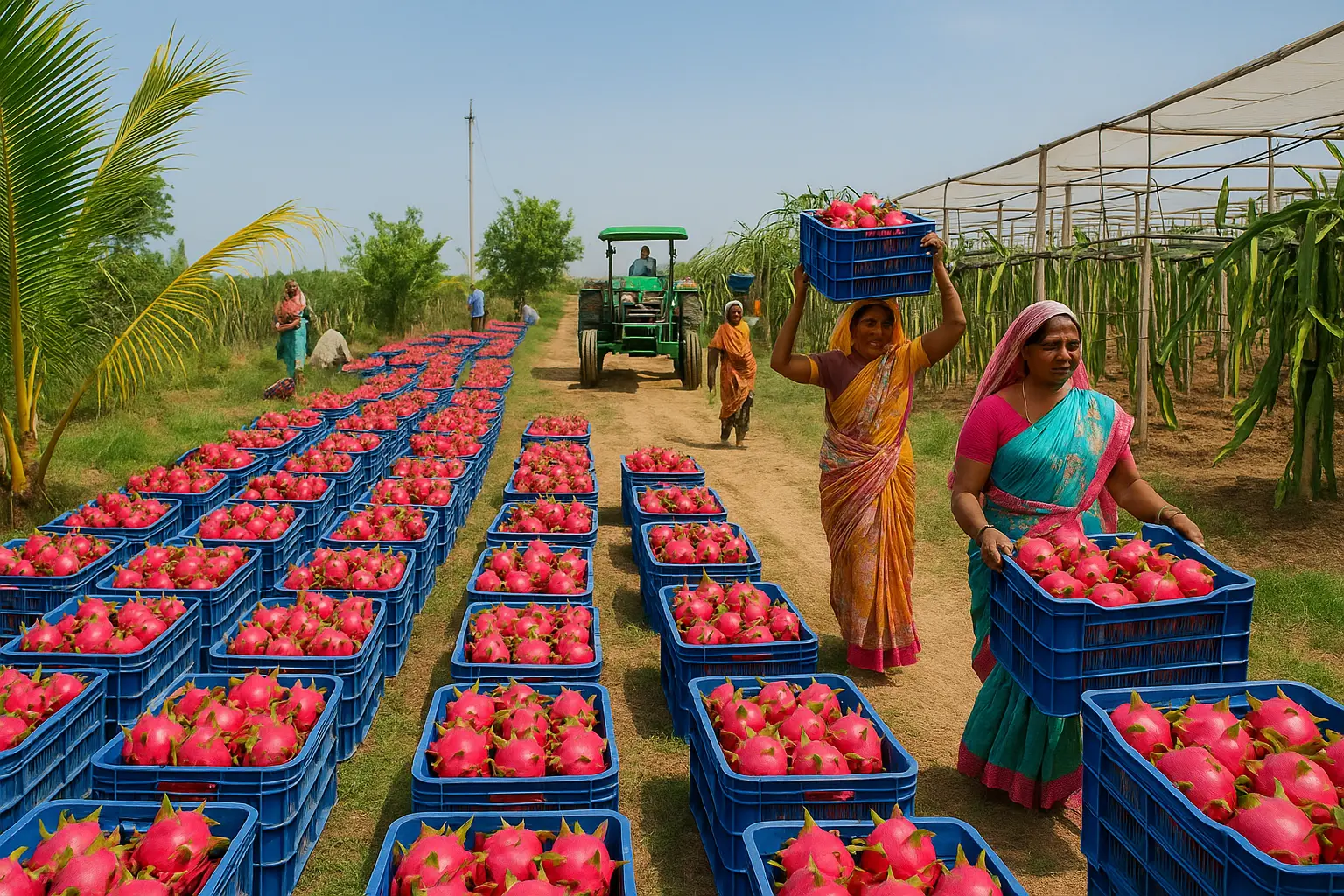 Dragon fruit harvest at Kurela Agro Farms