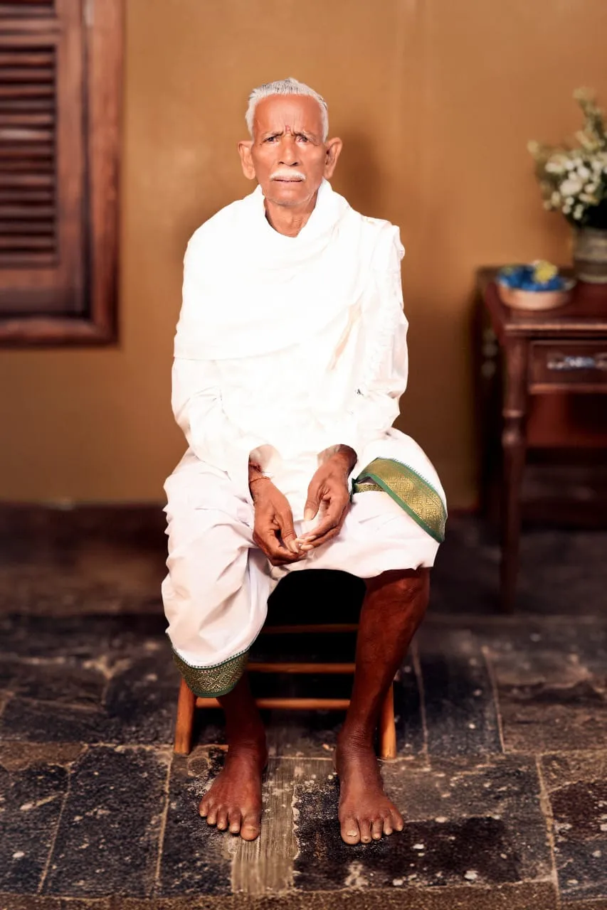 Portrait of Kurela Appaiah, respected across the village for a life of honesty and hard work