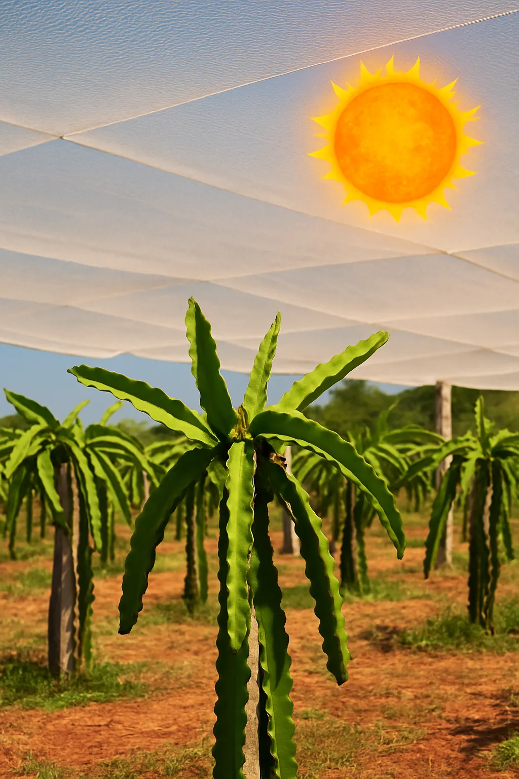 Dragon fruit plants in summer