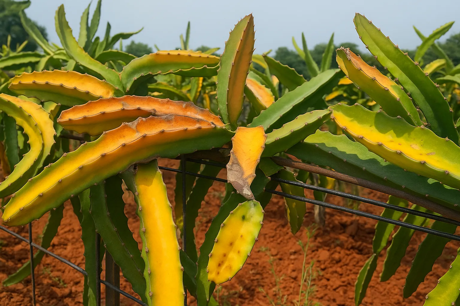 dragon fruit plant sunburn