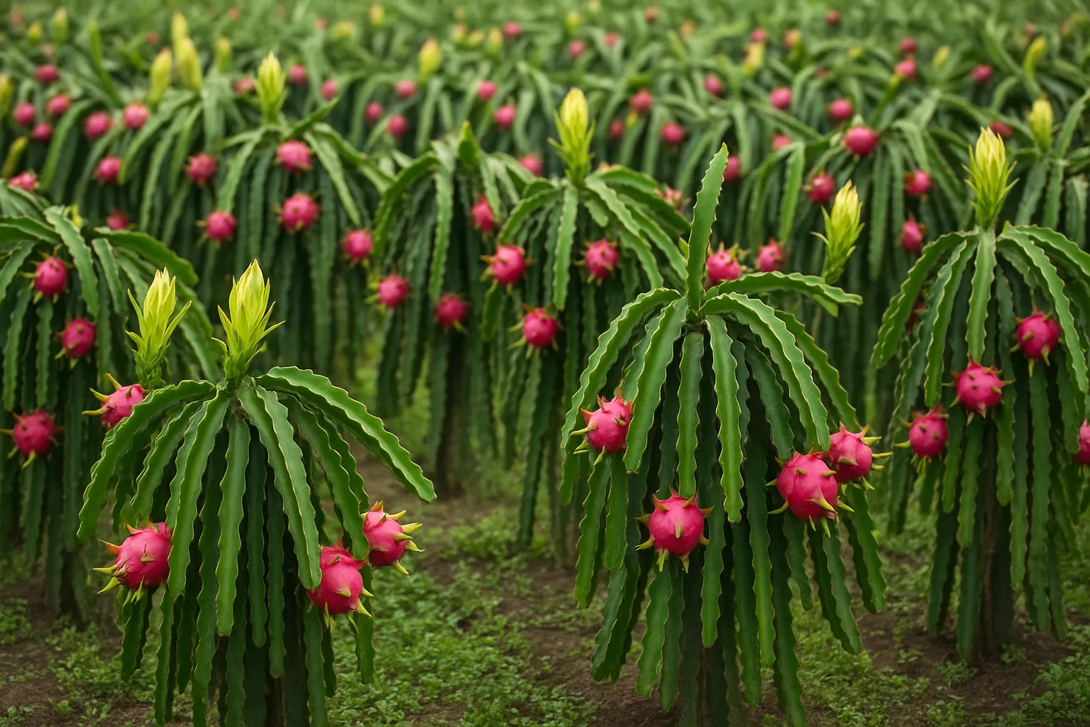 High density dragon fruit plantation