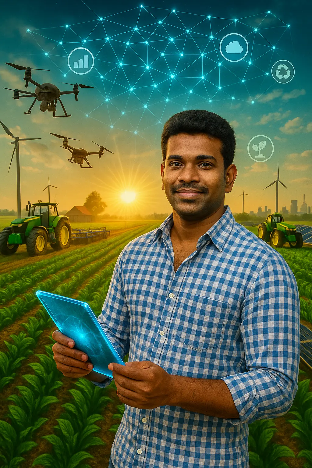 Kurela Siva Nageswara Rao working in the dragon fruit plantation